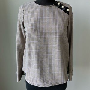 ZARA BASICS: NWOT- PLAID MIX, LONG SLEEVE